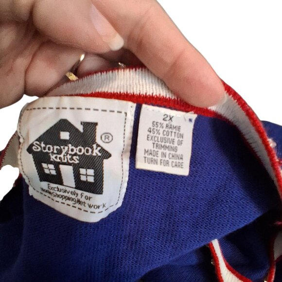 Storybook Knits HSN sweater 2X cardigan Election Year Eagle Patriotic blue - Picture 5 of 6